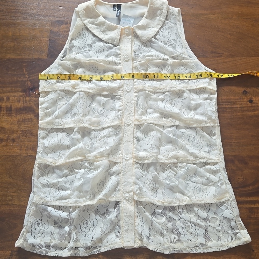 NWT Maurice's Cream Lace Sleeveless Peter Pan Collar Top Size Small - Picture 7 of 10